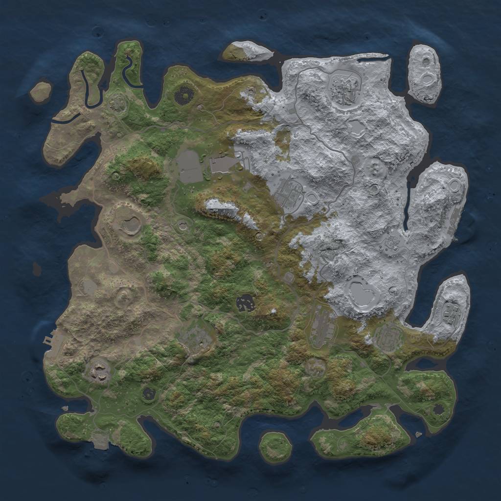 Rust Map: Procedural Map, Size: 4000, Seed: 1489761259, 18 Monuments