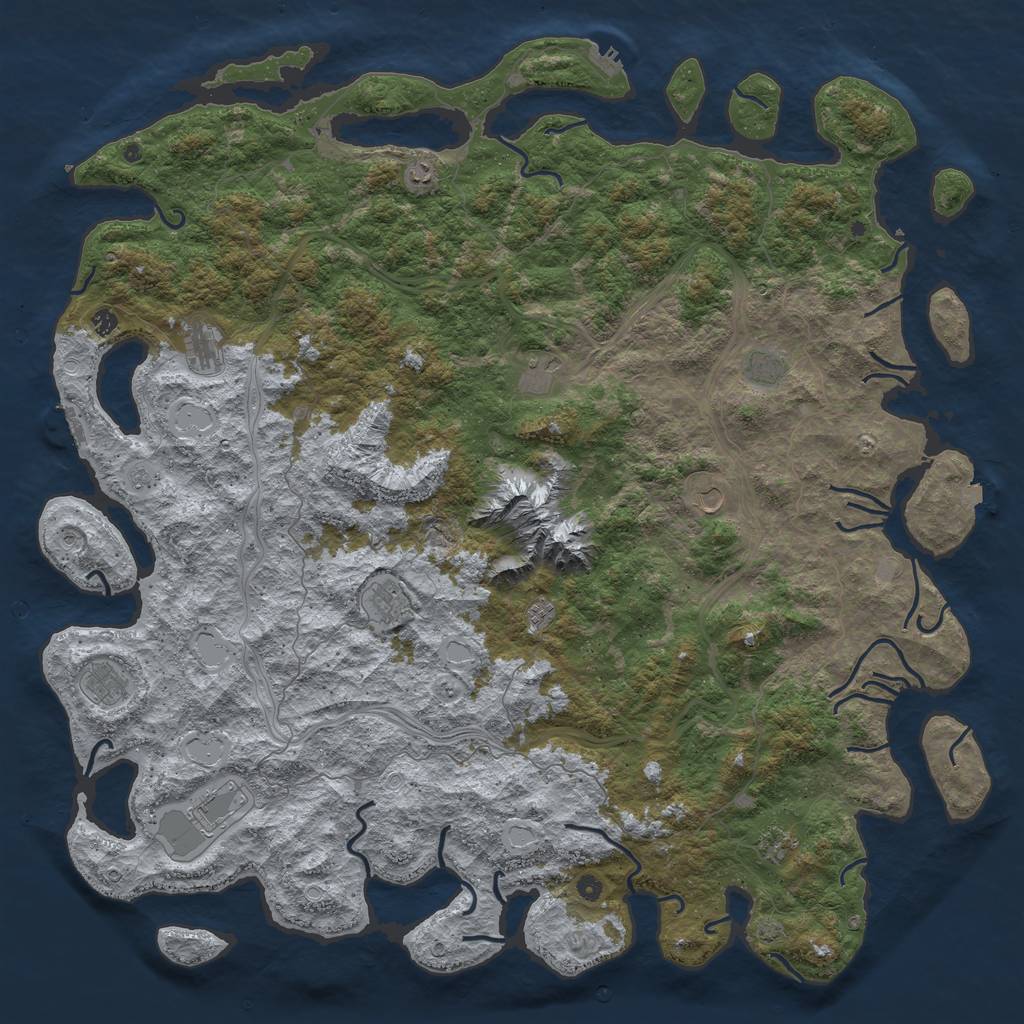 Rust Map: Procedural Map, Size: 6000, Seed: 60541511, 19 Monuments