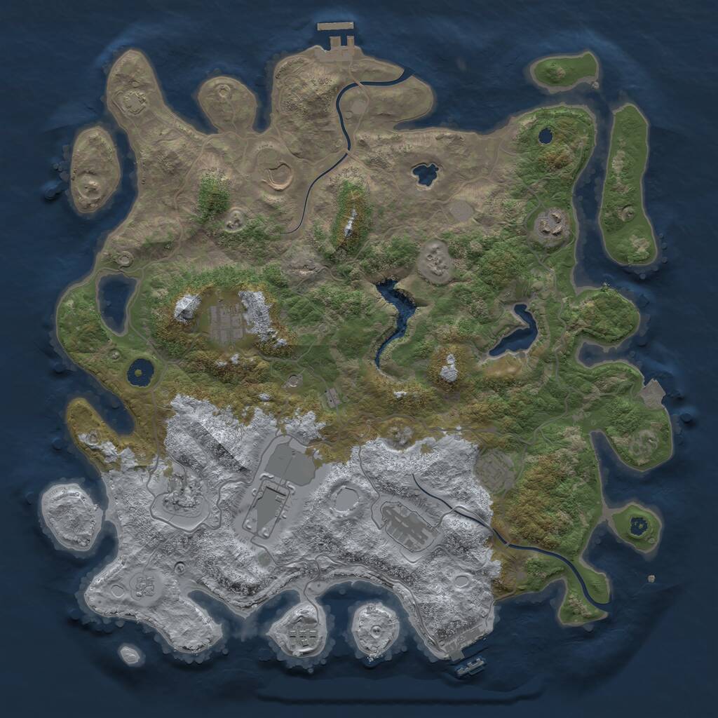 Rust Map: Procedural Map, Size: 4000, Seed: 932572967, 14 Monuments