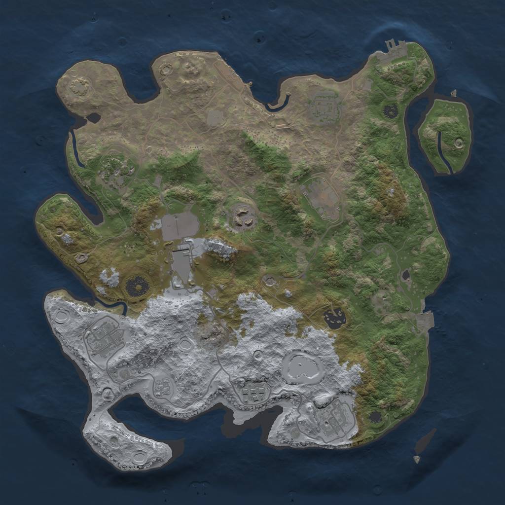 Rust Map: Procedural Map, Size: 3500, Seed: 849244642, 17 Monuments