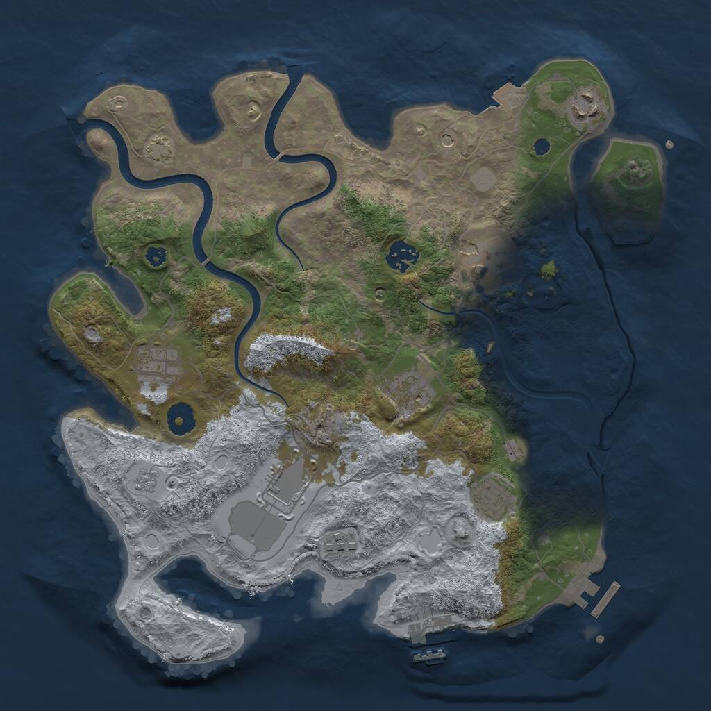 Rust Map: Procedural Map, Size: 3500, Seed: 849244642, 14 Monuments