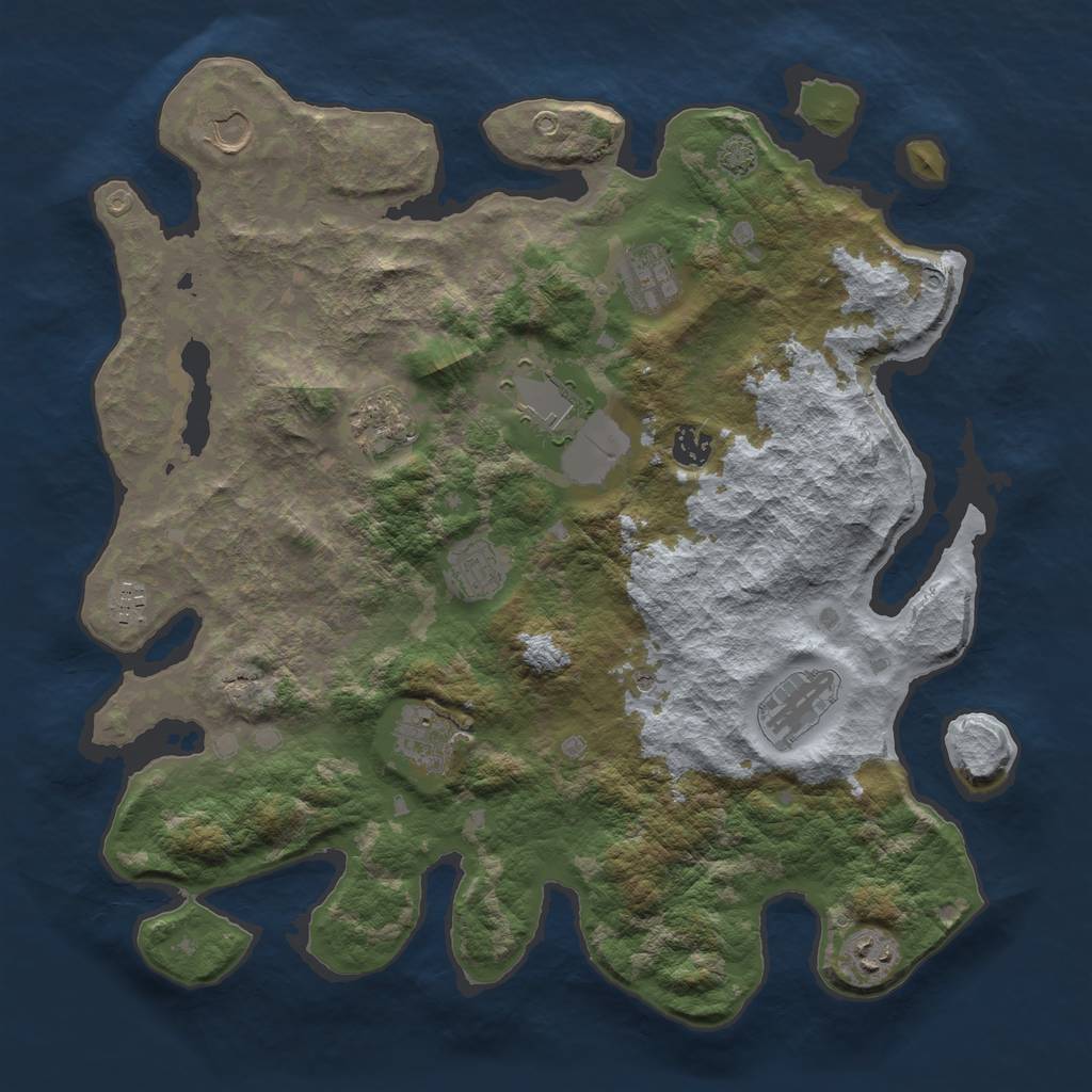 Rust Map: Barren, Size: 4000, Seed: 1122154, 14 Monuments
