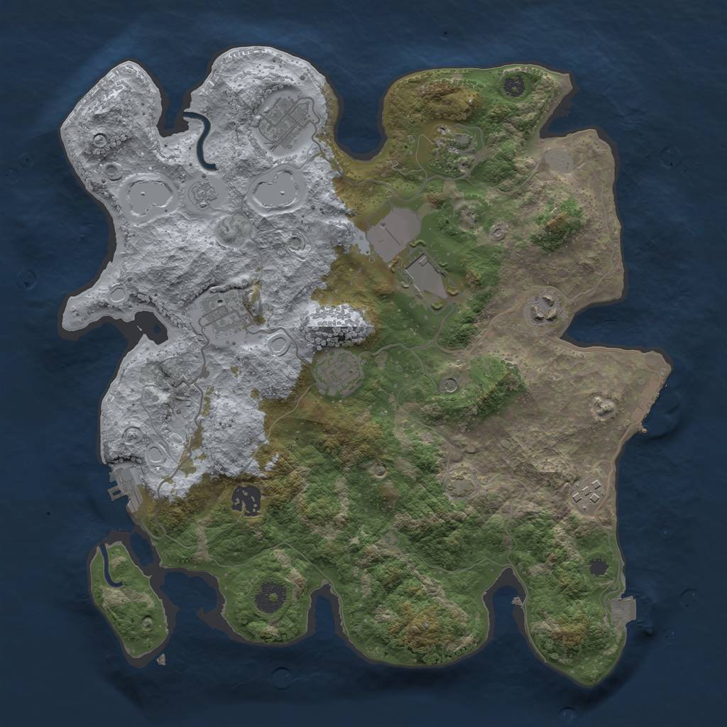 Rust Map: Procedural Map, Size: 3501, Seed: 880102892, 16 Monuments