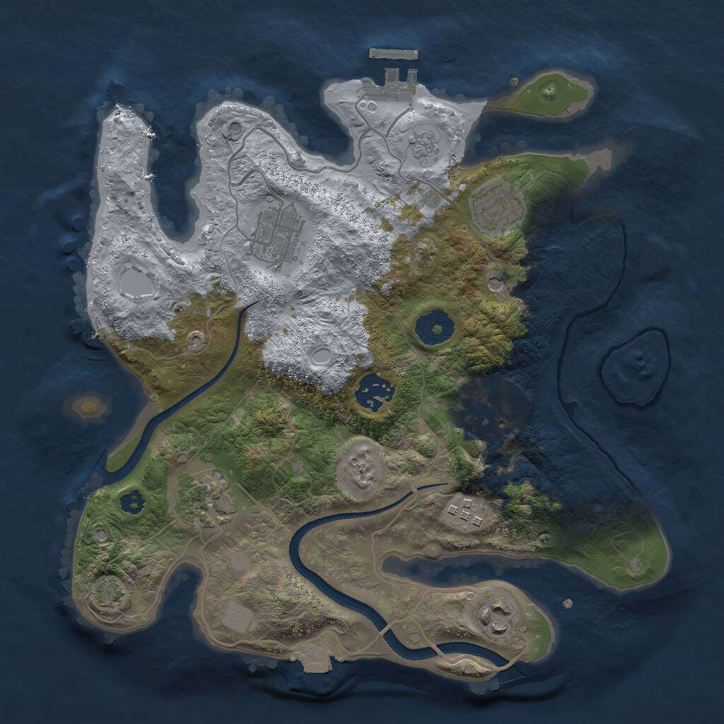 Rust Map: Procedural Map, Size: 3000, Seed: 1248743057, 12 Monuments