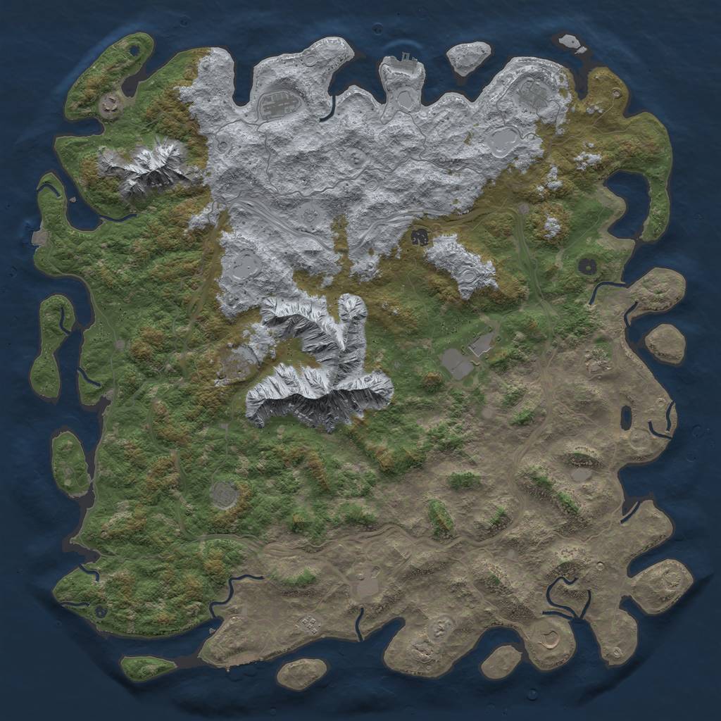 Rust Map: Procedural Map, Size: 6000, Seed: 4374784, 19 Monuments