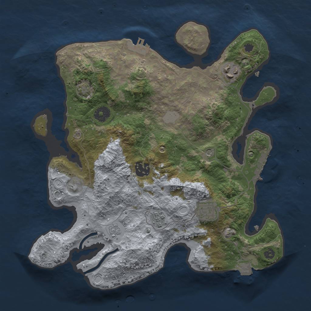 Rust Map: Procedural Map, Size: 3000, Seed: 19120, 12 Monuments