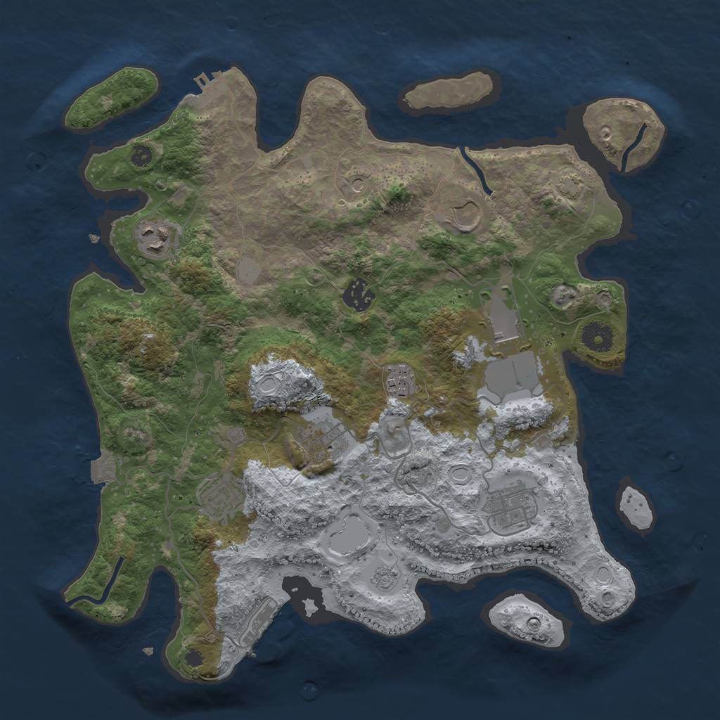 Rust Map: Procedural Map, Size: 3500, Seed: 268306707, 16 Monuments