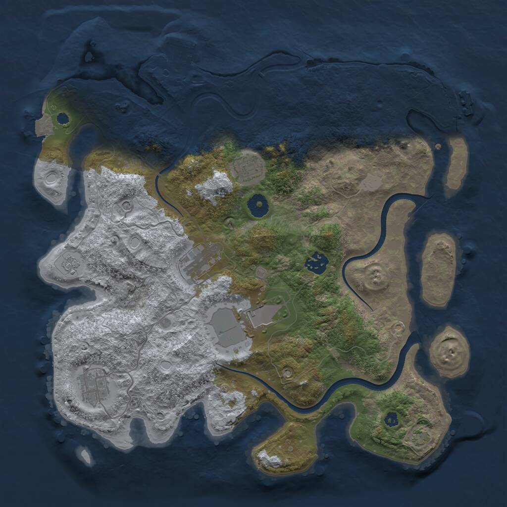 Rust Map: Procedural Map, Size: 3500, Seed: 1543616684, 11 Monuments