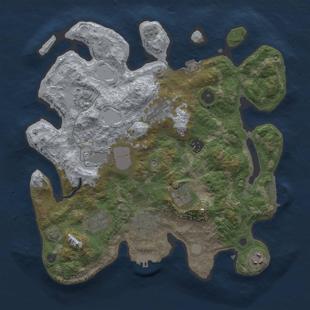 Rust Map: Procedural Map, Size: 3500, Seed: 323126, 17 Monuments