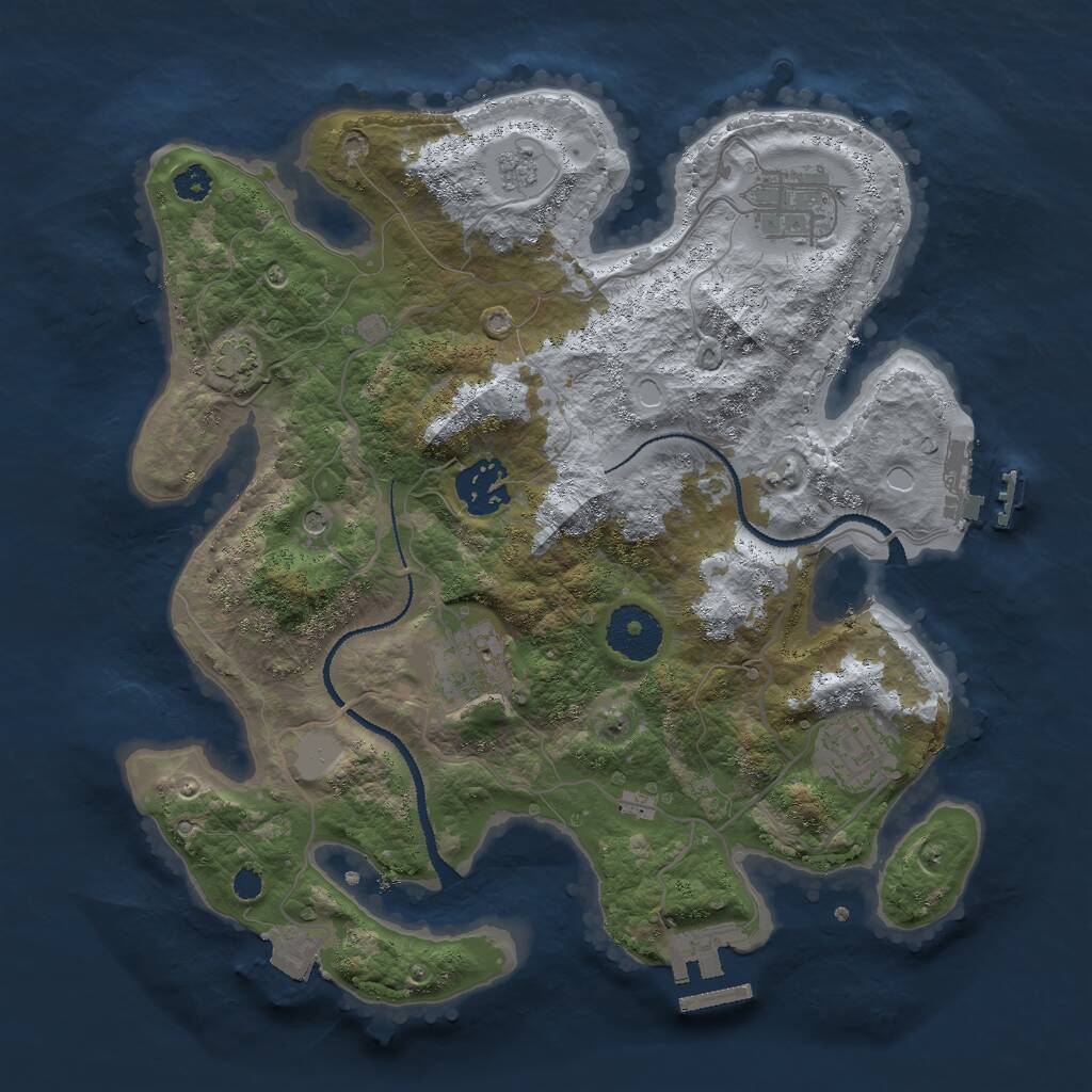 Rust Map: Procedural Map, Size: 3000, Seed: 1468692402, 10 Monuments