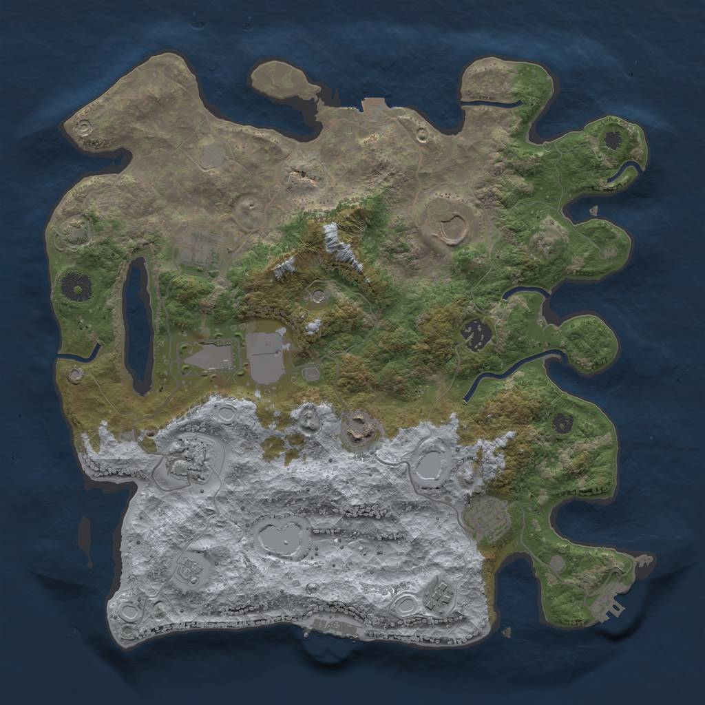 Rust Map: Procedural Map, Size: 3500, Seed: 78501, 16 Monuments