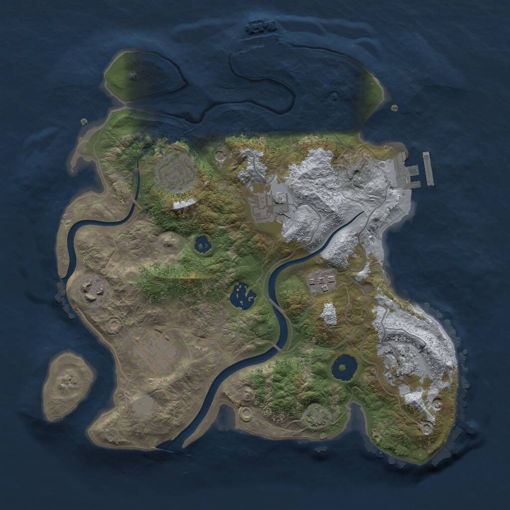 Rust Map: Procedural Map, Size: 3000, Seed: 16424, 12 Monuments