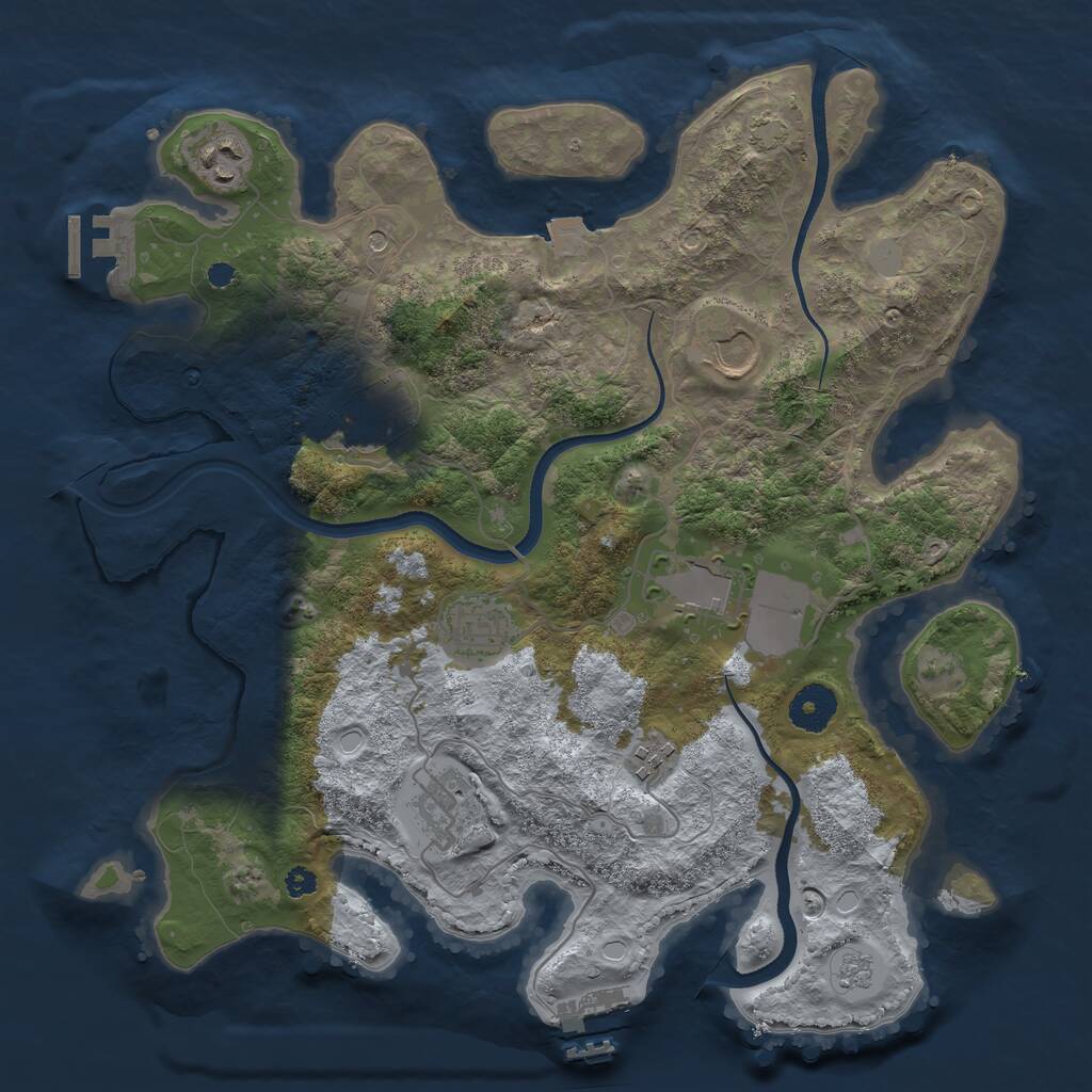 Rust Map: Procedural Map, Size: 3500, Seed: 83961251, 13 Monuments