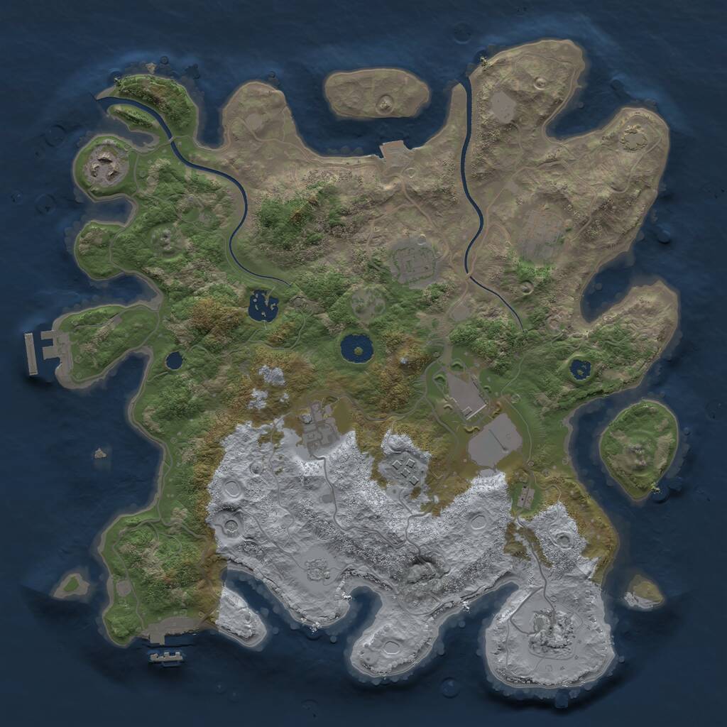 Rust Map: Procedural Map, Size: 3500, Seed: 83961251, 14 Monuments