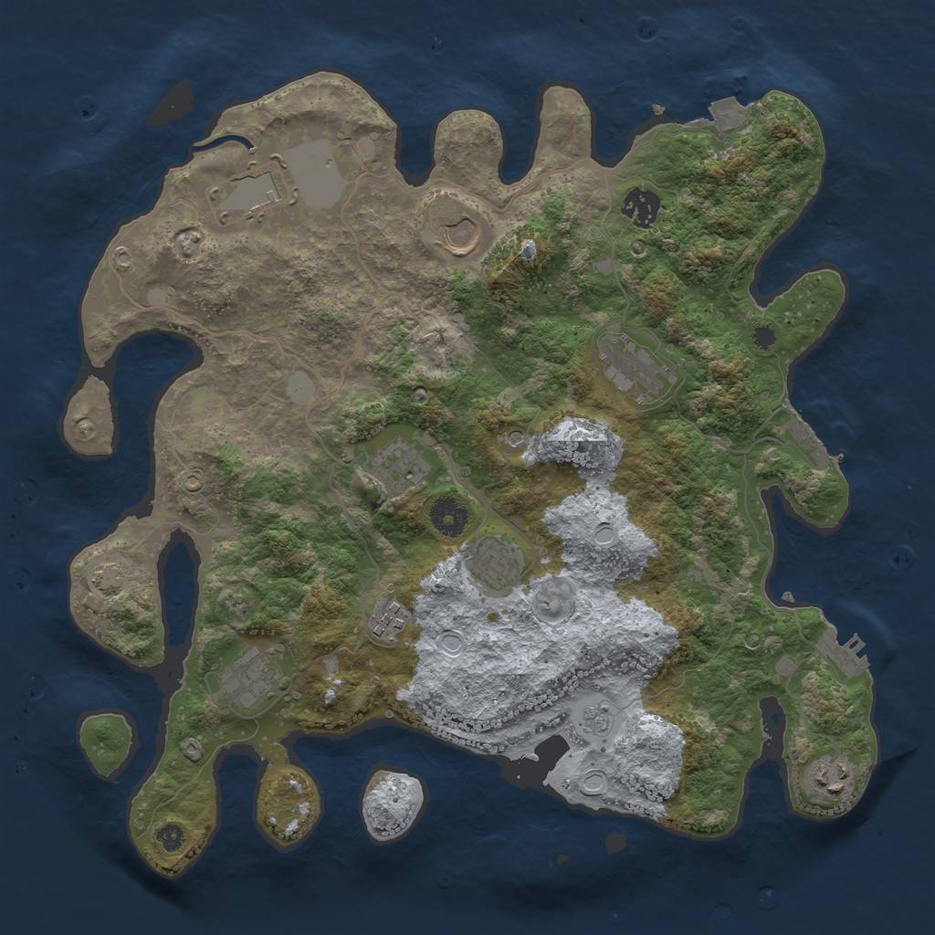 Rust Map: Procedural Map, Size: 3700, Seed: 116383342, 17 Monuments