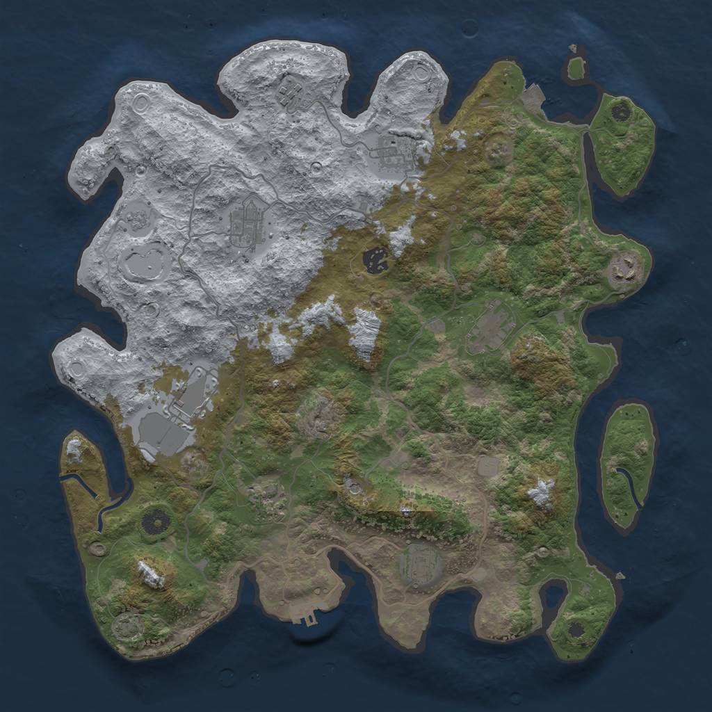 Rust Map: Procedural Map, Size: 4000, Seed: 323126, 16 Monuments