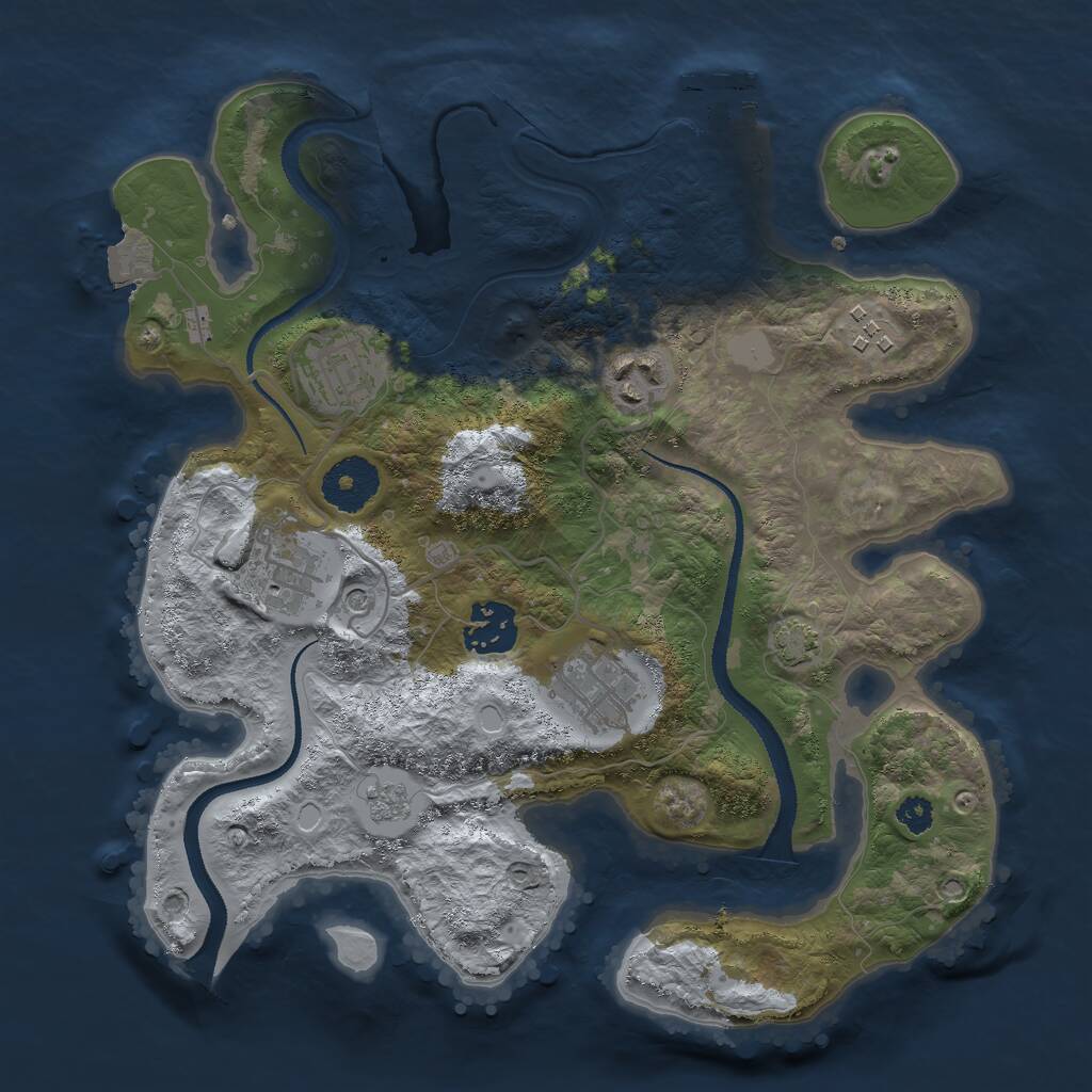 Rust Map: Procedural Map, Size: 3000, Seed: 3247690, 11 Monuments