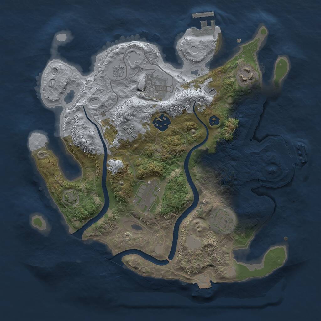 Rust Map: Procedural Map, Size: 3000, Seed: 28965, 12 Monuments