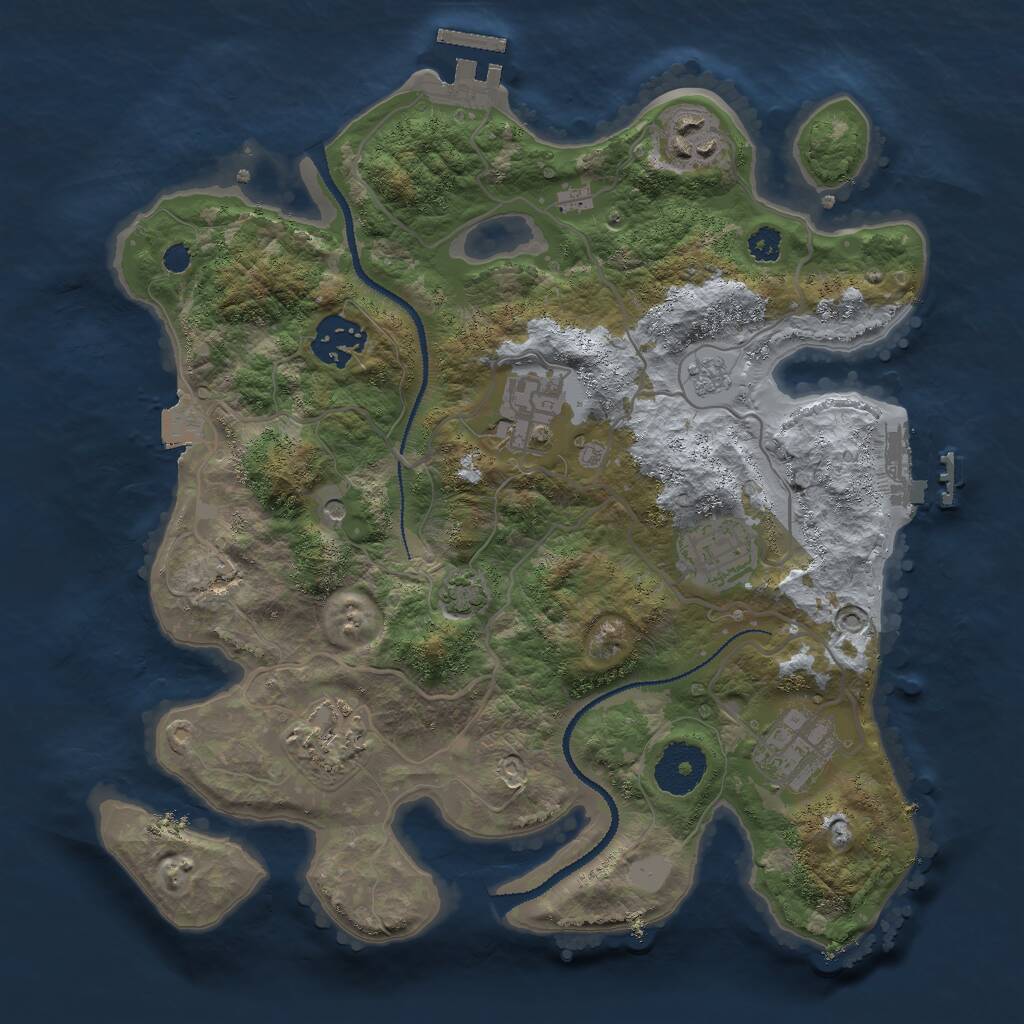Rust Map: Procedural Map, Size: 3000, Seed: 31929, 12 Monuments