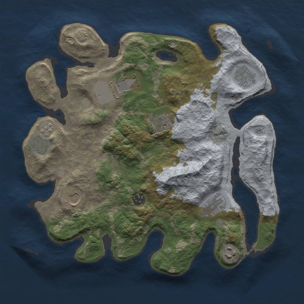 Rust Map: Barren, Size: 3500, Seed: 65732, 13 Monuments