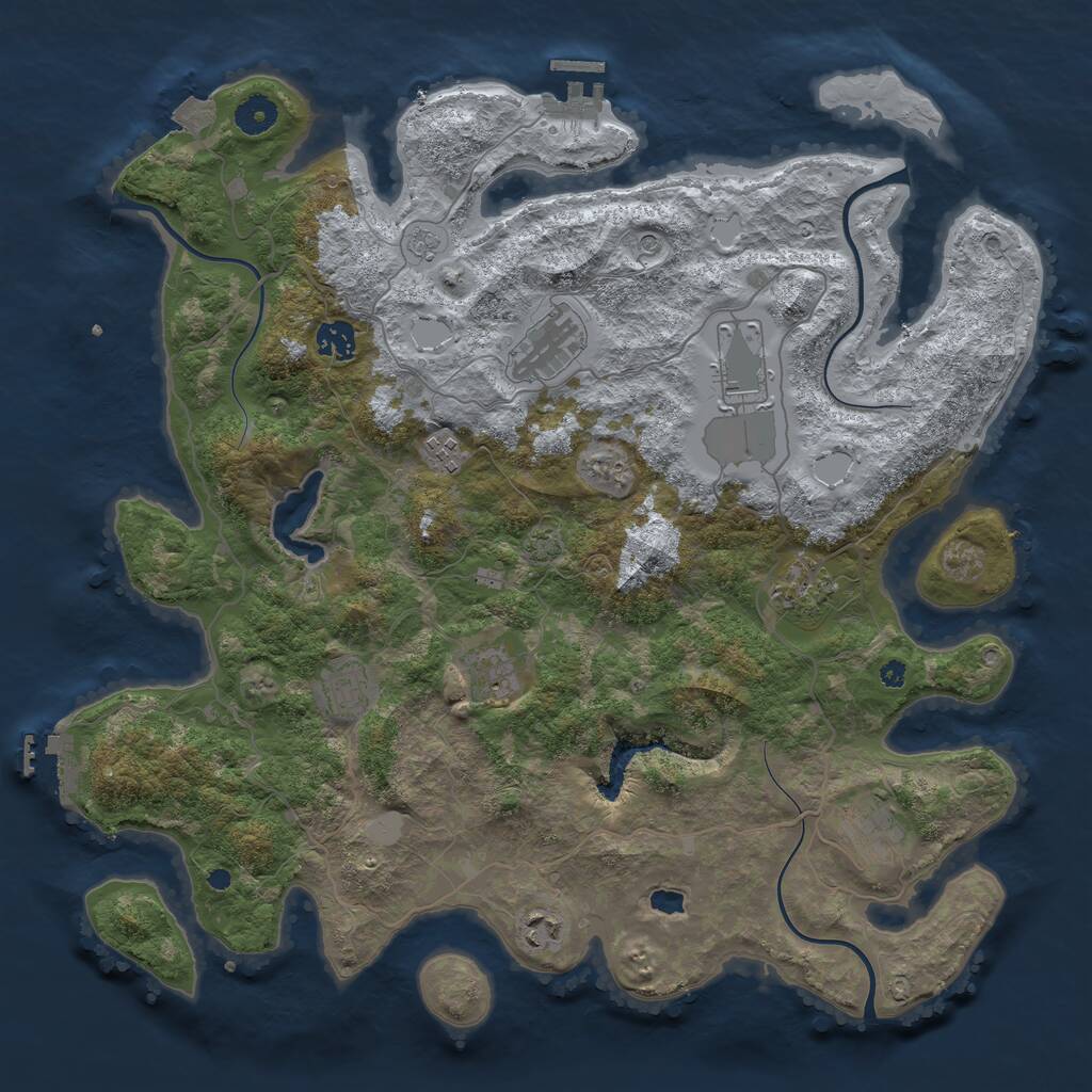 Rust Map: Procedural Map, Size: 4050, Seed: 648905765, 15 Monuments