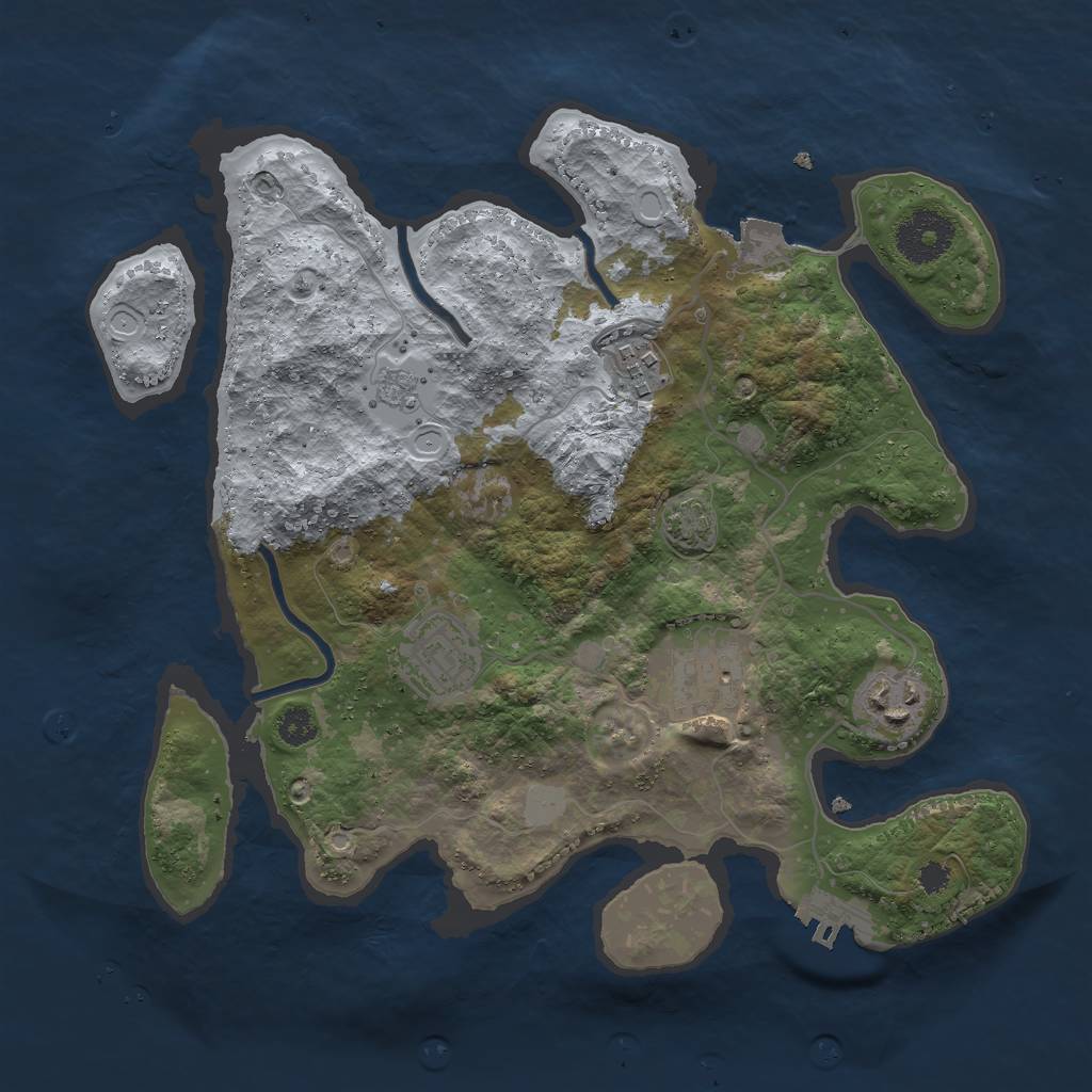 Rust Map: Procedural Map, Size: 3000, Seed: 907221518, 10 Monuments