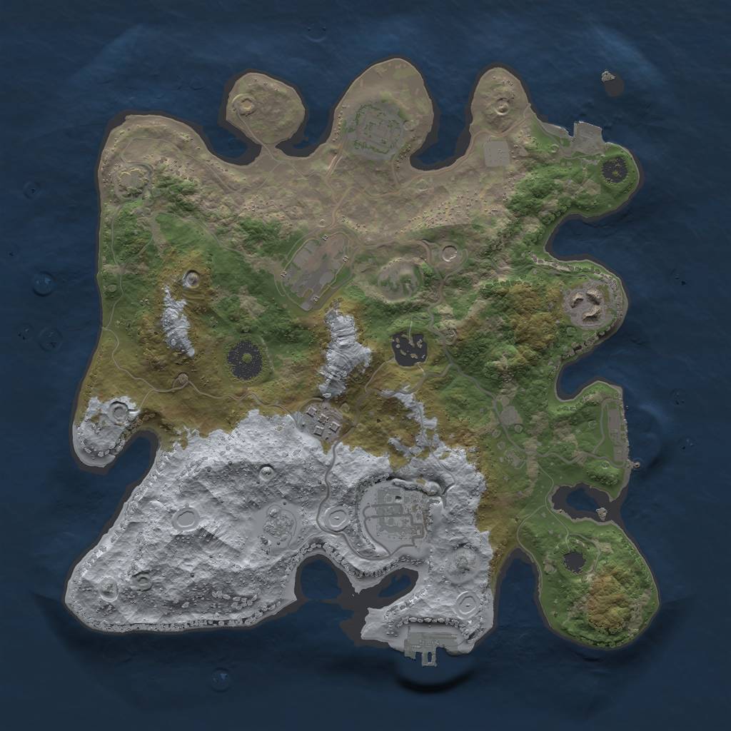 Rust Map: Procedural Map, Size: 3000, Seed: 95196515, 14 Monuments