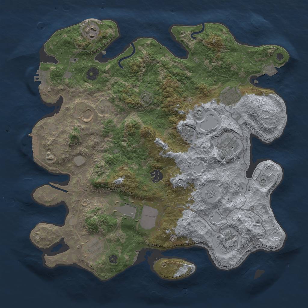 Rust Map: Procedural Map, Size: 3600, Seed: 182771767, 17 Monuments