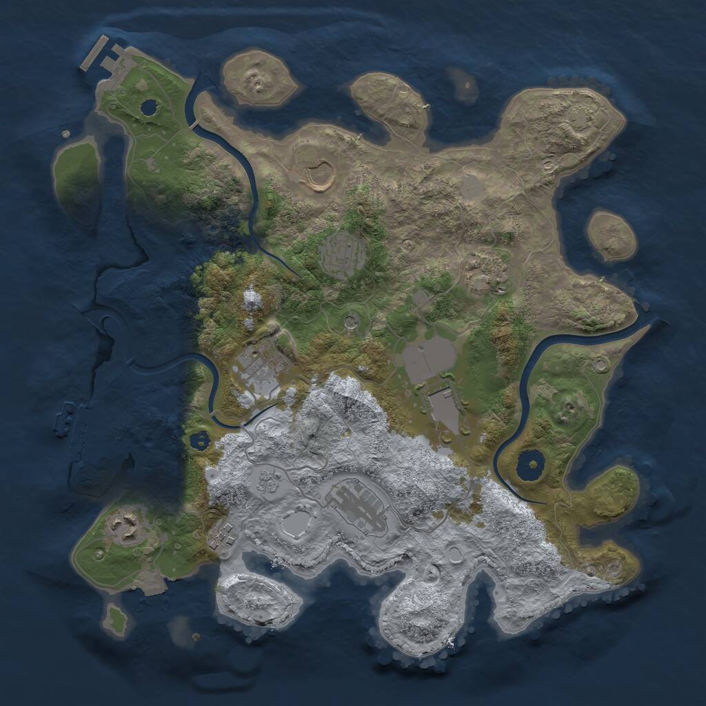 Rust Map: Procedural Map, Size: 3500, Seed: 63956695, 14 Monuments