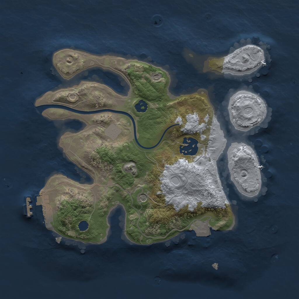 Rust Map: Procedural Map, Size: 2400, Seed: 1641389258, 4 Monuments