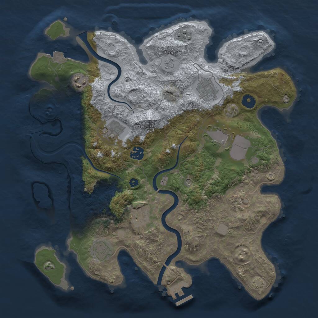 Rust Map: Procedural Map, Size: 3500, Seed: 8831123, 14 Monuments