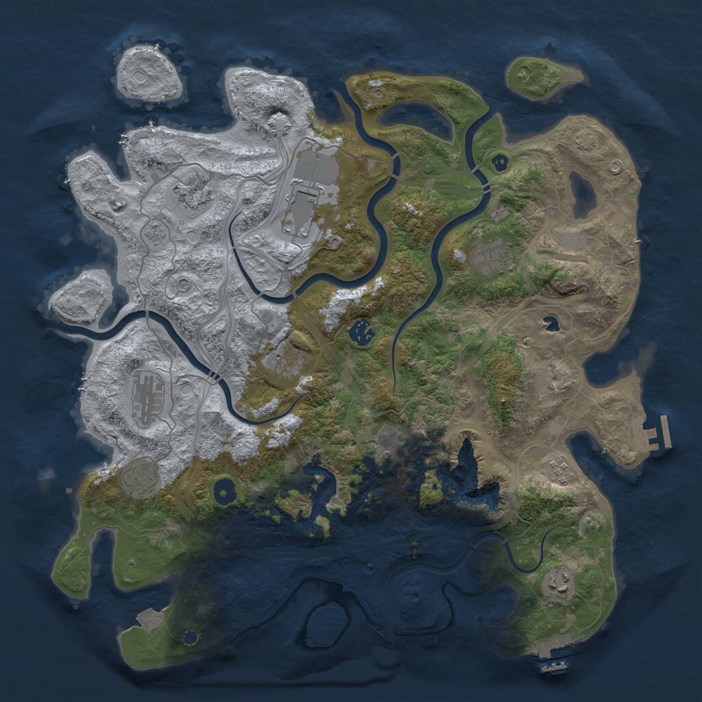 Rust Map: Procedural Map, Size: 4250, Seed: 4654, 16 Monuments