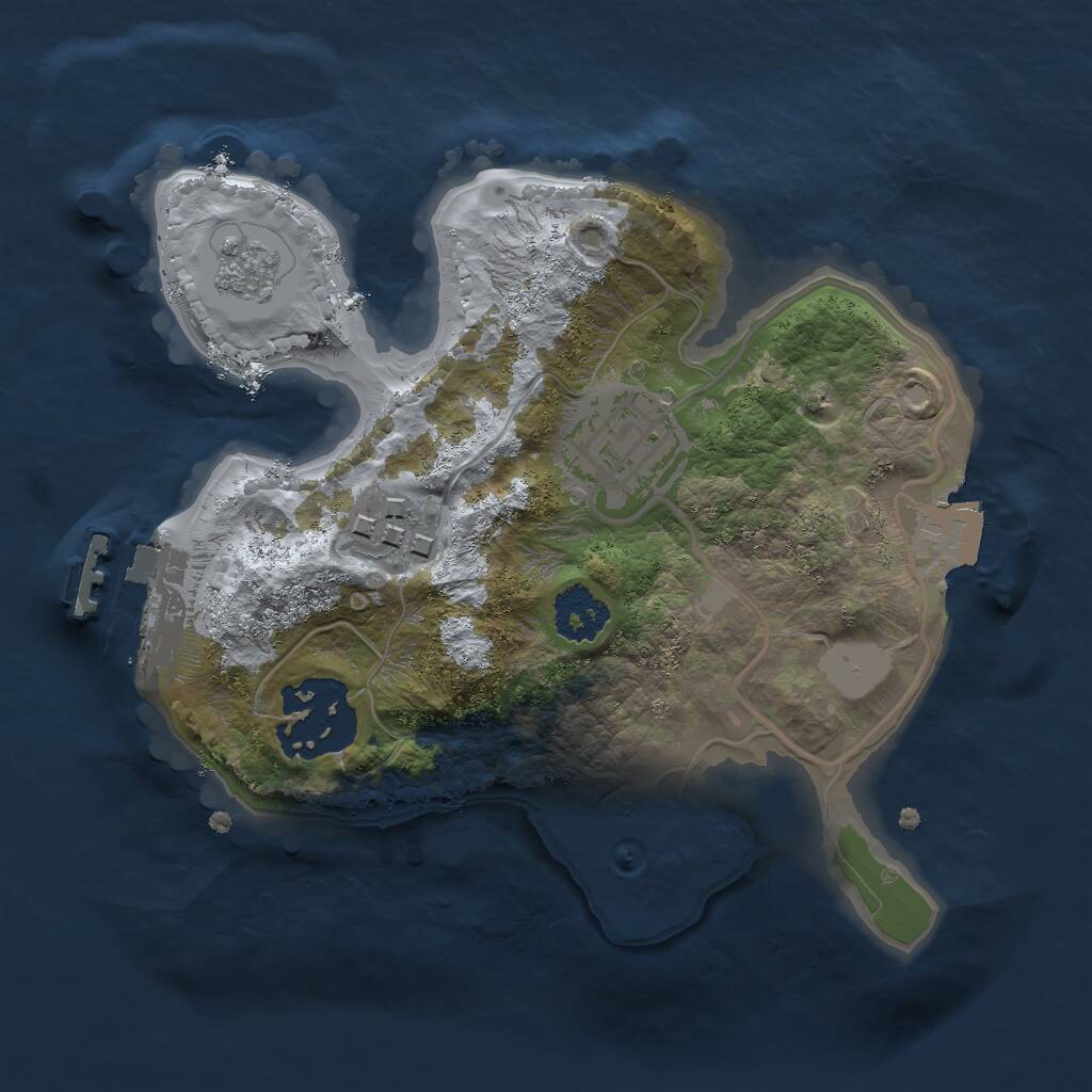 Rust Map: Procedural Map, Size: 2000, Seed: 734837851, 6 Monuments