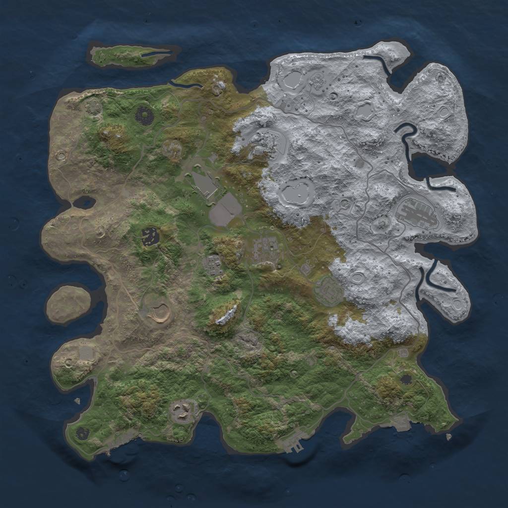 Rust Map: Procedural Map, Size: 4000, Seed: 1320305616, 17 Monuments