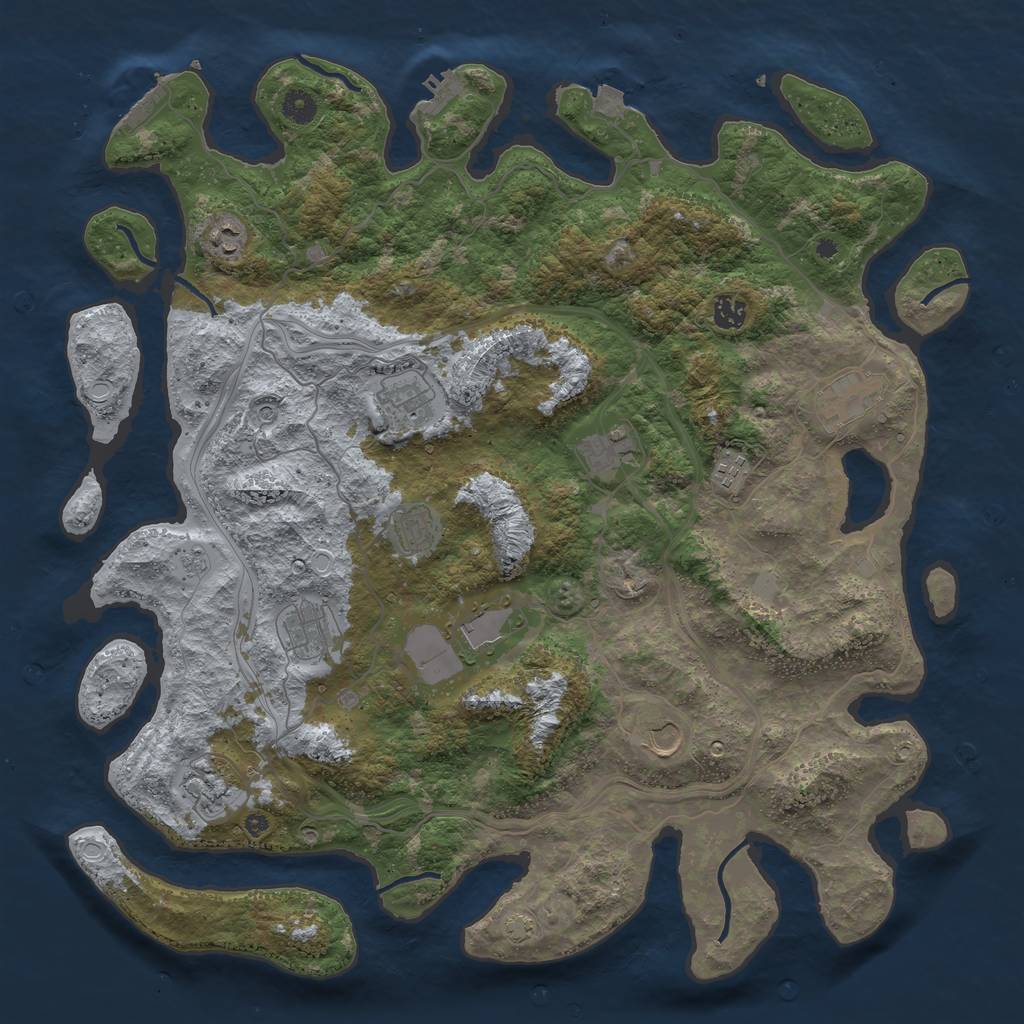 Rust Map: Procedural Map, Size: 4500, Seed: 13378, 19 Monuments
