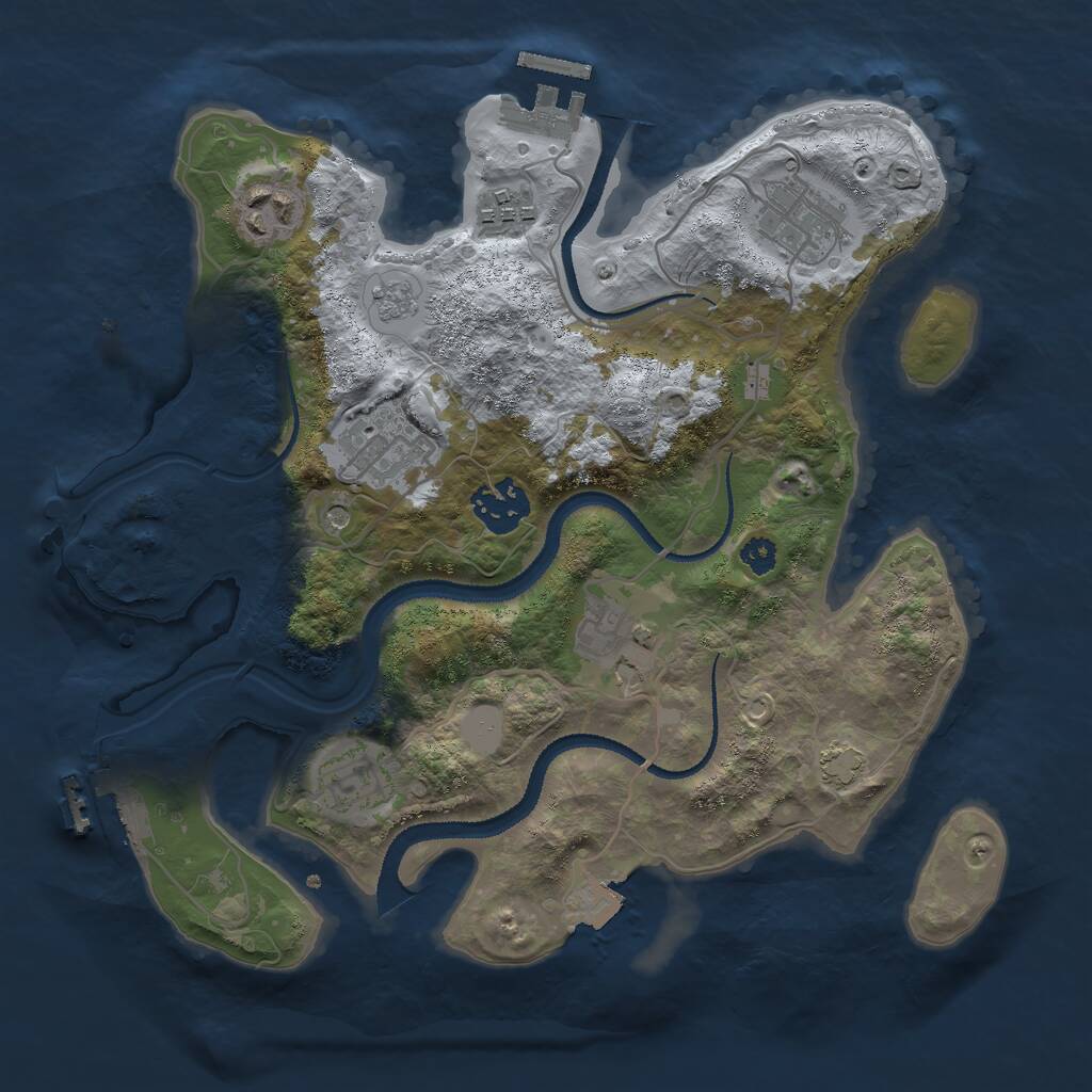 Rust Map: Procedural Map, Size: 3000, Seed: 1962014021, 13 Monuments