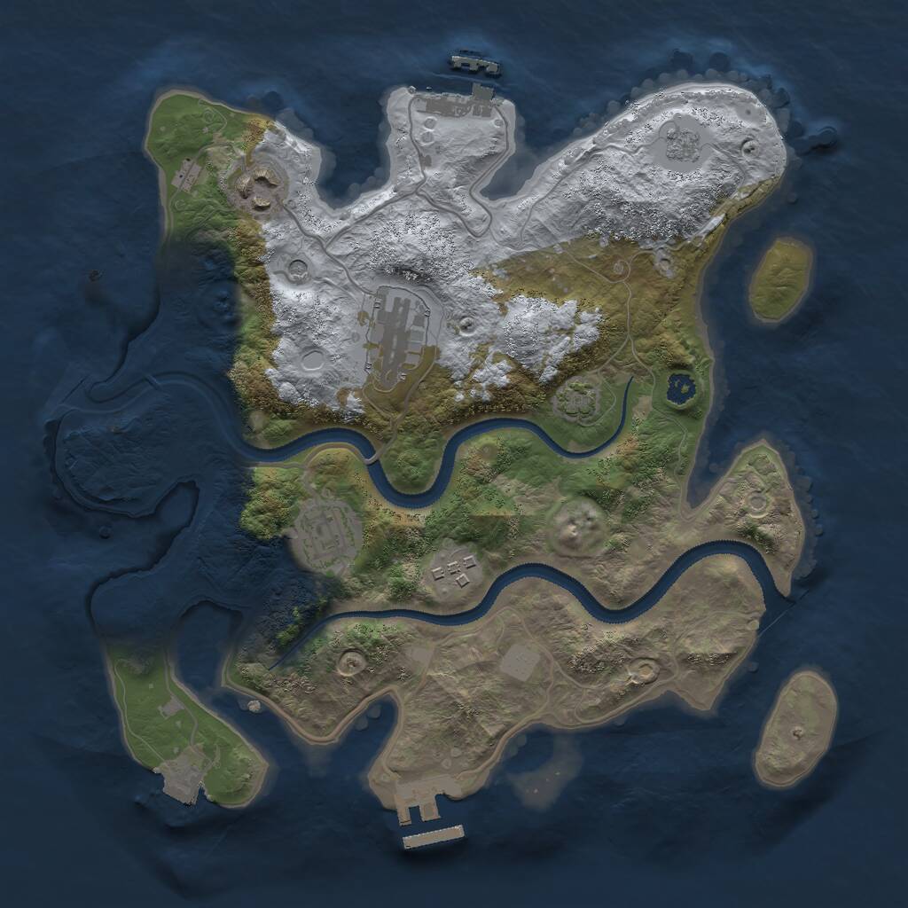 Rust Map: Procedural Map, Size: 3000, Seed: 1962014021, 10 Monuments