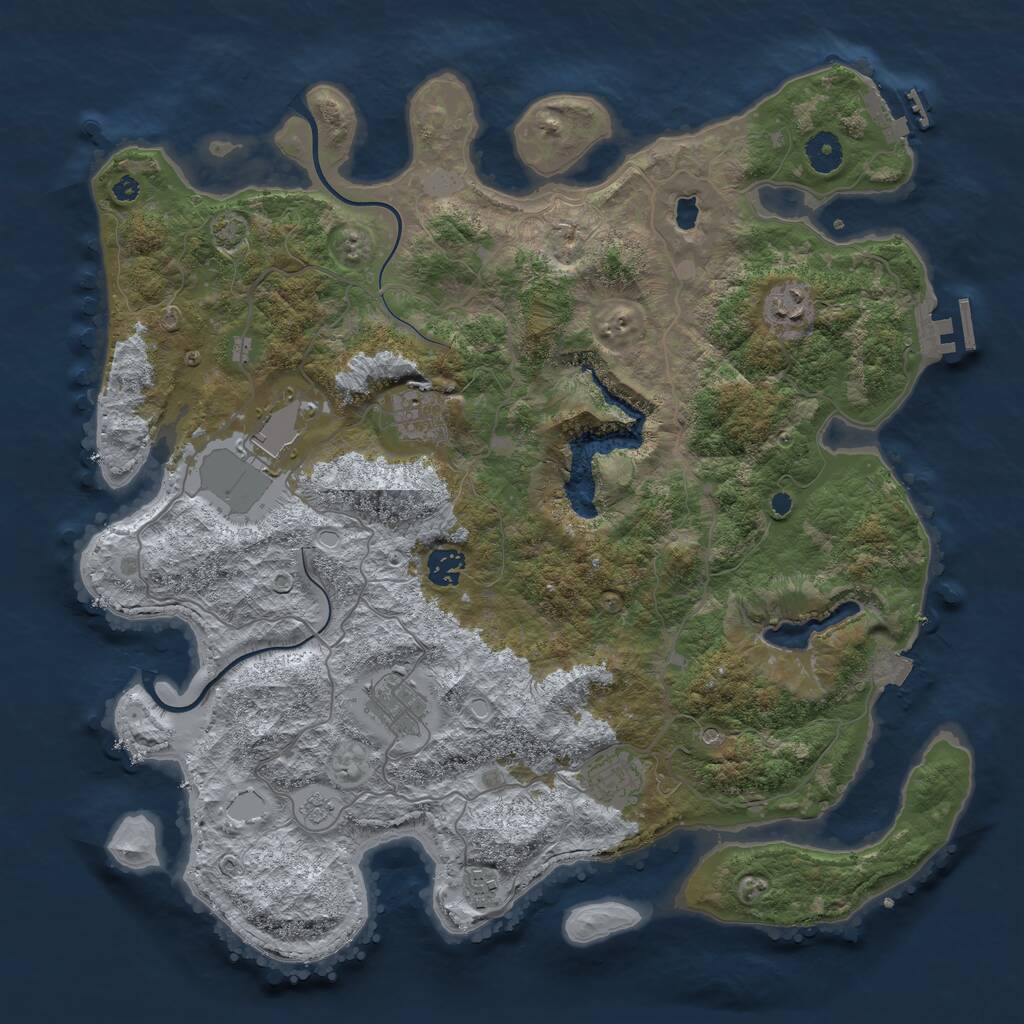 Rust Map: Procedural Map, Size: 4000, Seed: 56451, 13 Monuments