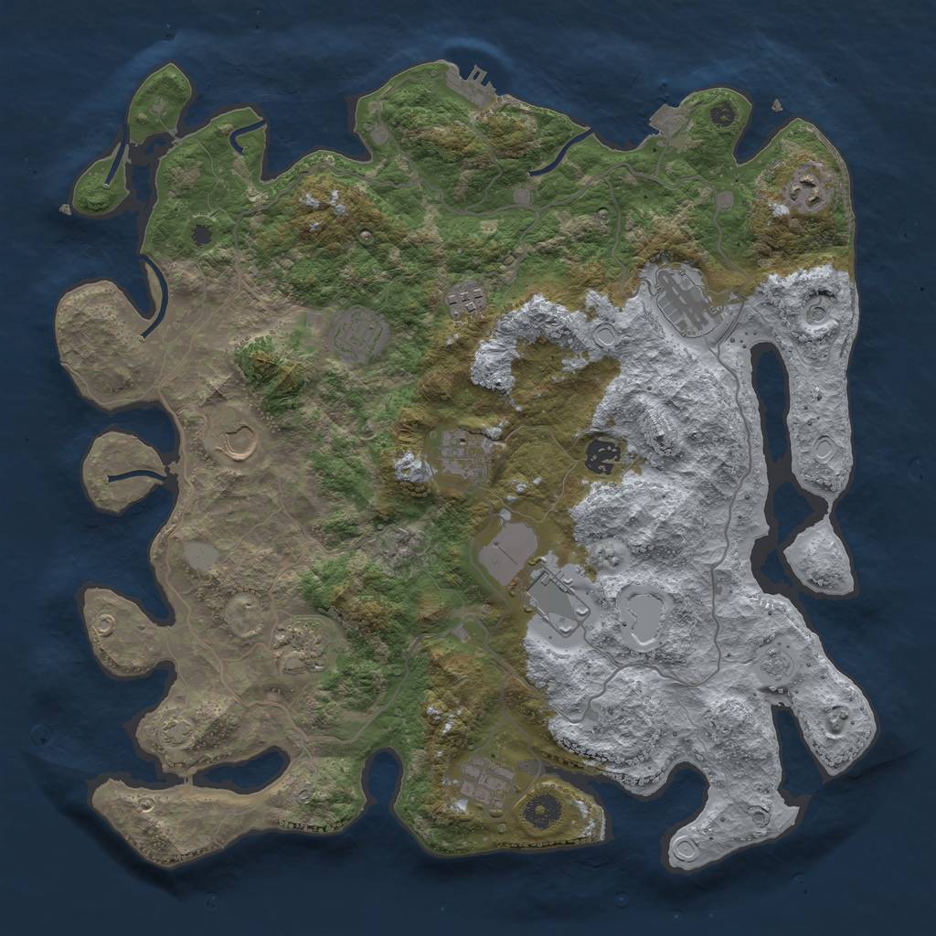 Rust Map: Procedural Map, Size: 4000, Seed: 298730441, 17 Monuments