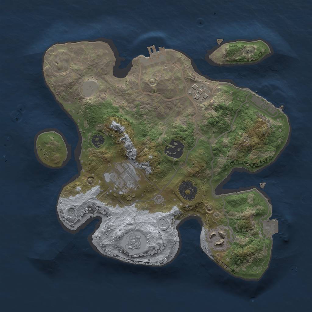Rust Map: Procedural Map, Size: 2500, Seed: 1062505647, 10 Monuments
