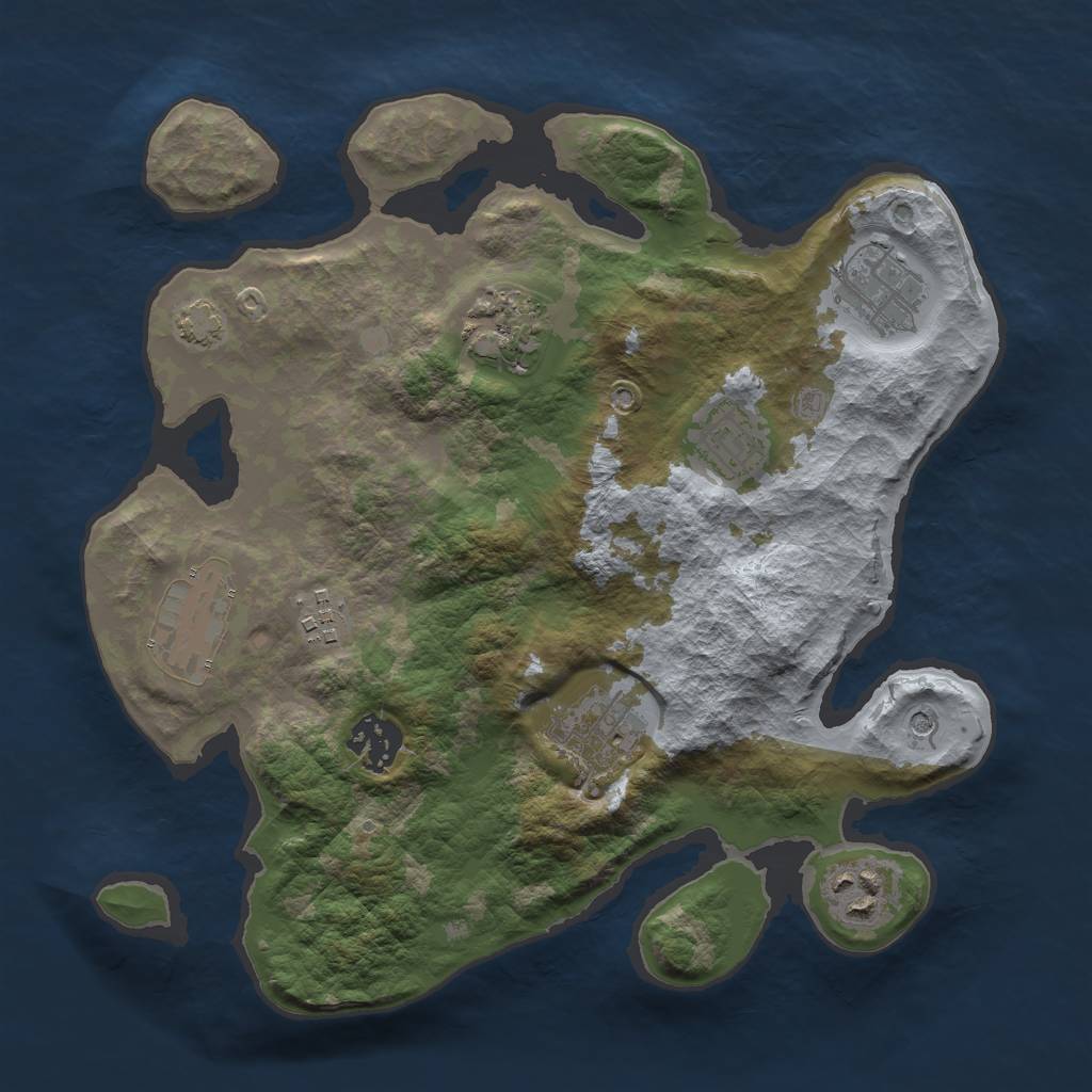 Rust Map: Barren, Size: 3000, Seed: 1354770133, 12 Monuments