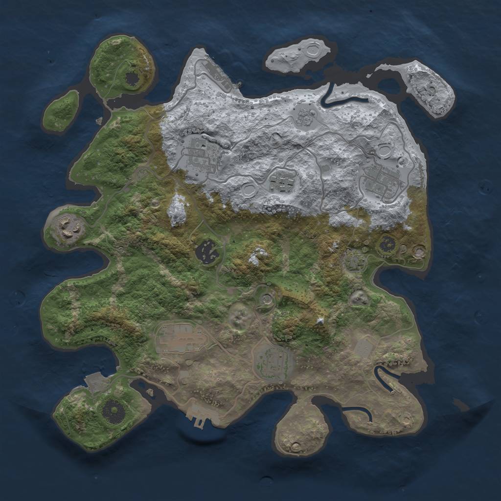 Rust Map: Procedural Map, Size: 3250, Seed: 1182858076, 15 Monuments
