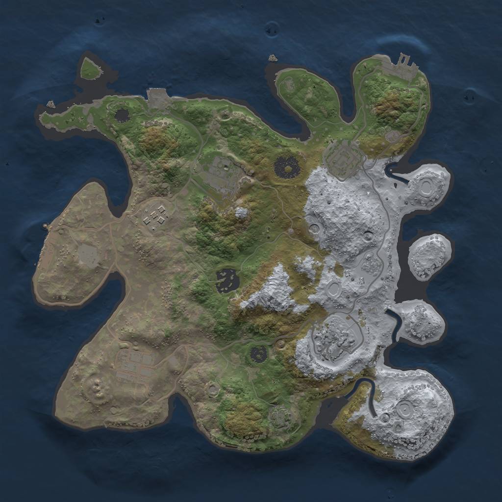 Rust Map: Procedural Map, Size: 3000, Seed: 1099667440, 14 Monuments