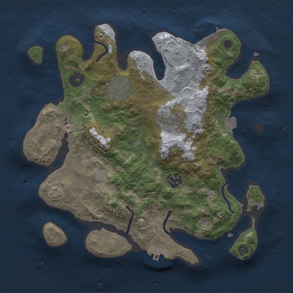 Rust Map: Procedural Map, Size: 3000, Seed: 973530628, 11 Monuments