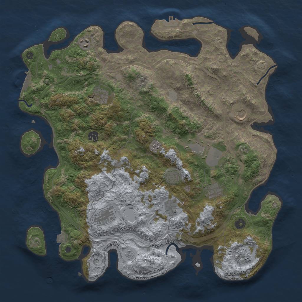 Rust Map: Procedural Map, Size: 4250, Seed: 1152743006, 19 Monuments
