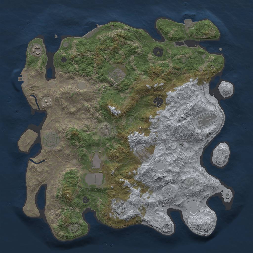 Rust Map: Procedural Map, Size: 3850, Seed: 63161671, 17 Monuments
