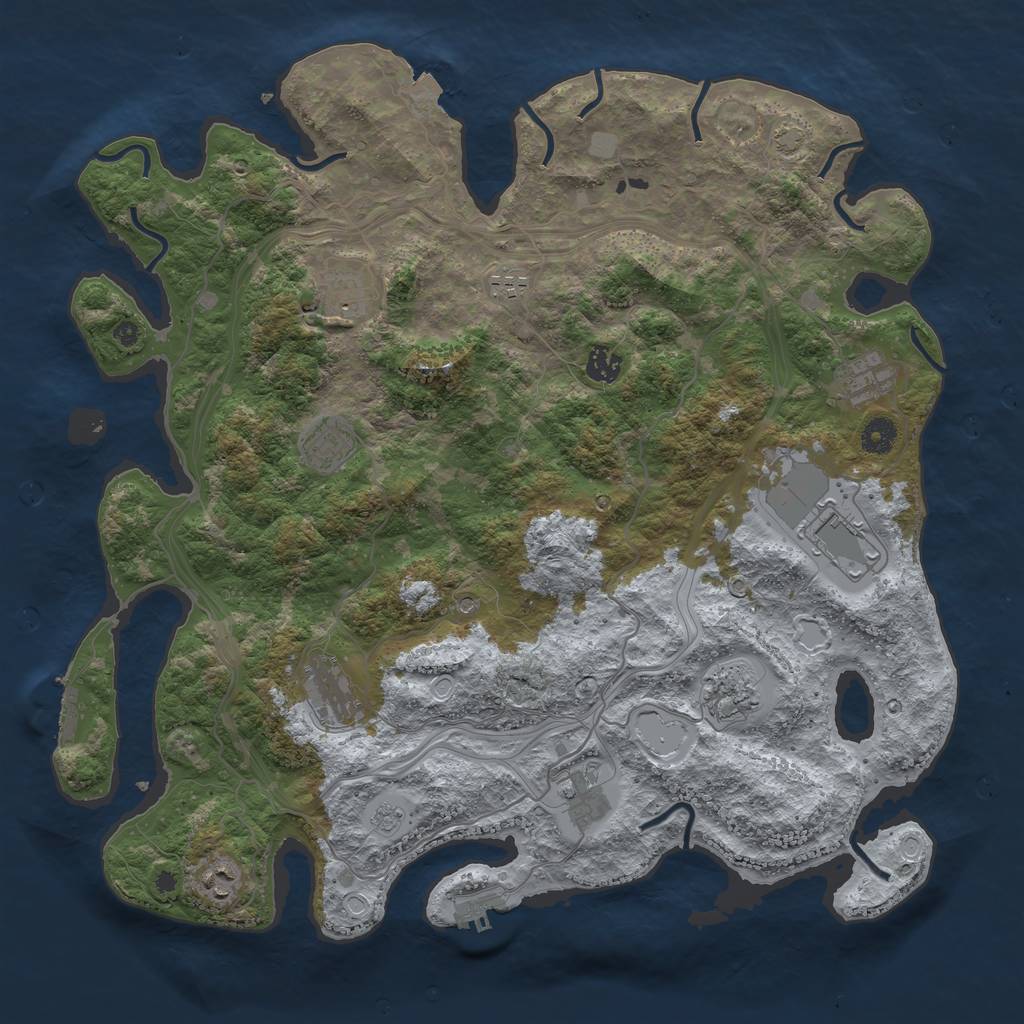 Rust Map: Procedural Map, Size: 4250, Seed: 1889718920, 18 Monuments