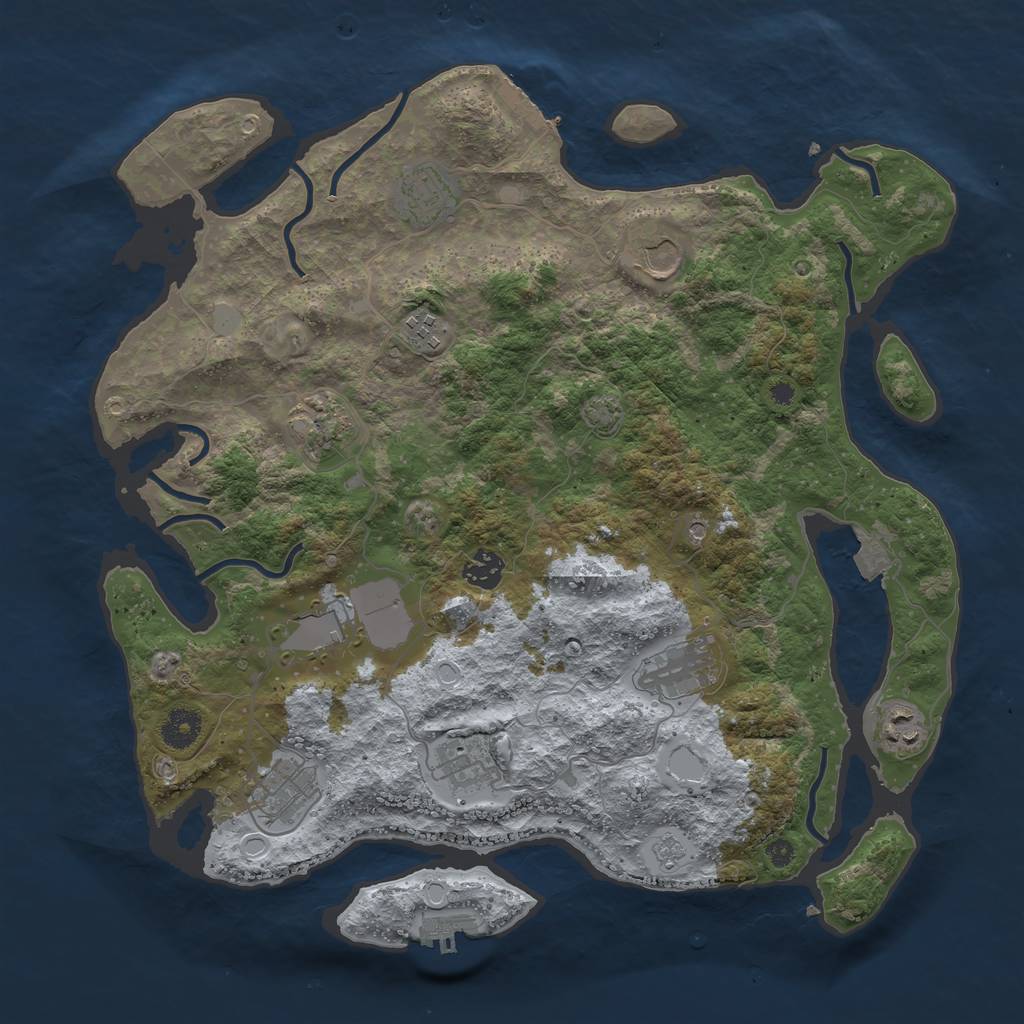 Rust Map: Procedural Map, Size: 3850, Seed: 1386809487, 18 Monuments