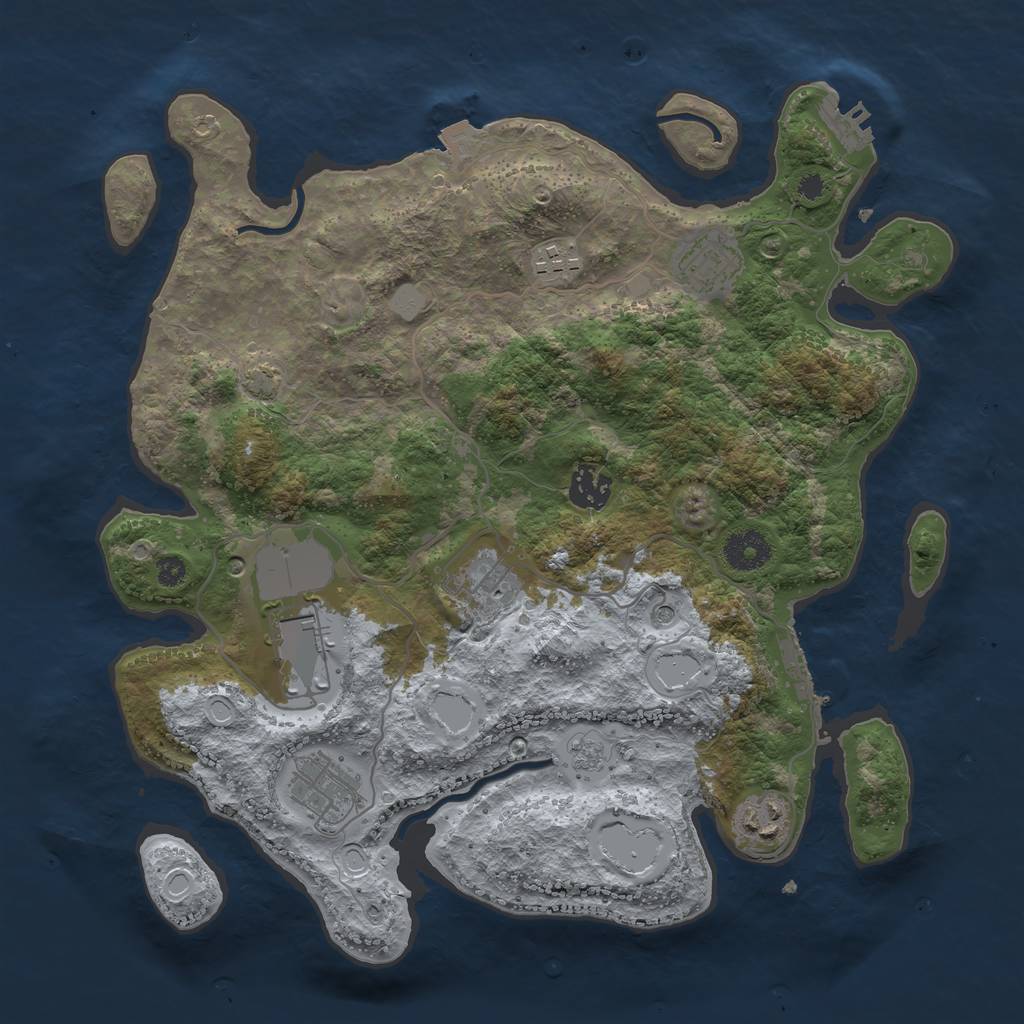 Rust Map: Procedural Map, Size: 3500, Seed: 25232504, 15 Monuments