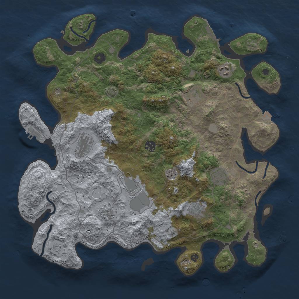 Rust Map: Procedural Map, Size: 4000, Seed: 481247305, 17 Monuments